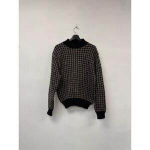 Vintage Mark Shale Sweater‎ Mens Medium Black Wool Mock Neck Chunky Knit 80s